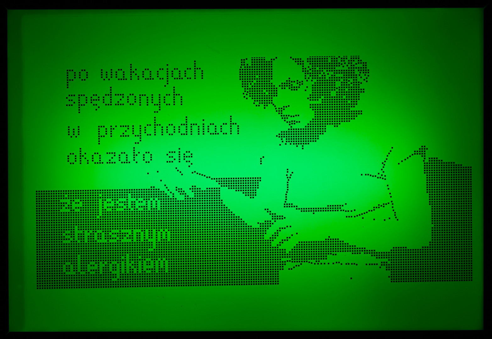 Laura Pawela, bez tytułu: [po wakacjach], z serii //Reallaura//, 2002–2004, grafika komputerowa / lightbox, Kolekcja MOCAK–u