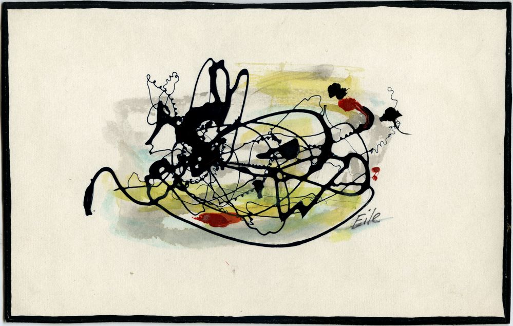 Marian Eile, bez tytułu, ok. 1976–1980, farba nitro, akwarela / papier, 10,4 × 16,5 cm, Kolekcja MOCAK-u