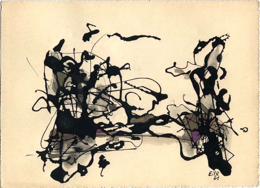 Marian Eile, bez tytułu, 1961, farba nitro, akwarela / papier, 10,5 × 14,8 cm, Kolekcja MOCAK-u
