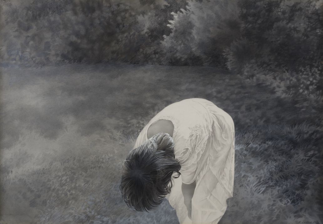 Halina Cader, //Joasia//, z cyklu //Portrety//, 1984, akryl, kredka / papier, 70 × 100 cm, courtesy H. Cader