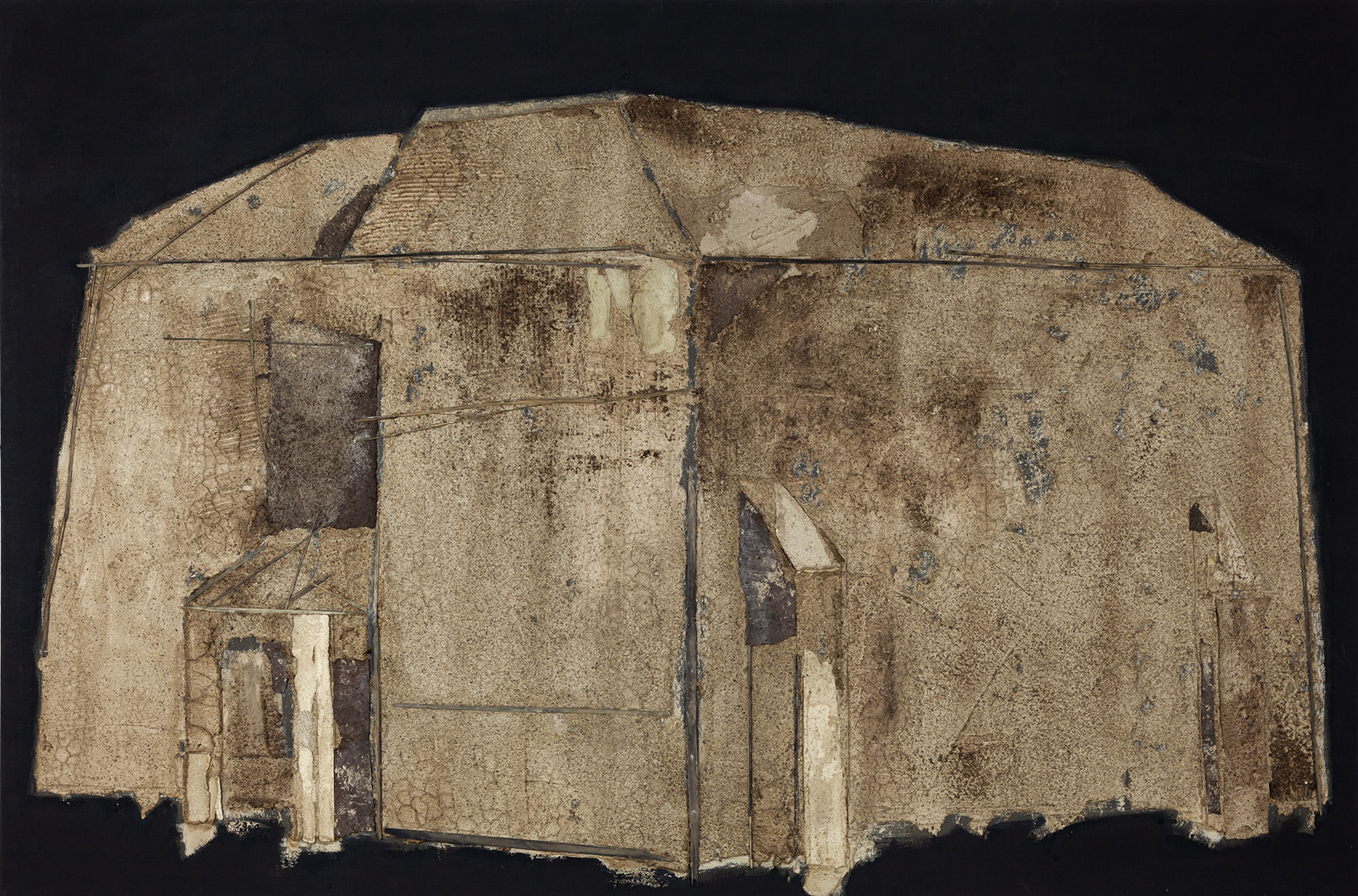 Wojciech Kopczyński, bez tytułu, z cyklu //Budowle//, 2003, technika własna / płótno, 140 × 210 cm, courtesy W. Kopczyński