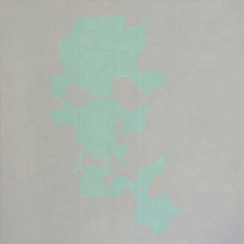 Grzegorz Sztwiertnia, //Zamość IB//, z cyklu //Polskie miasteczka II//, 2020, akryl, olej, enkaustyka / płótno, 170 × 170 cm, courtesy G. Sztwiertnia