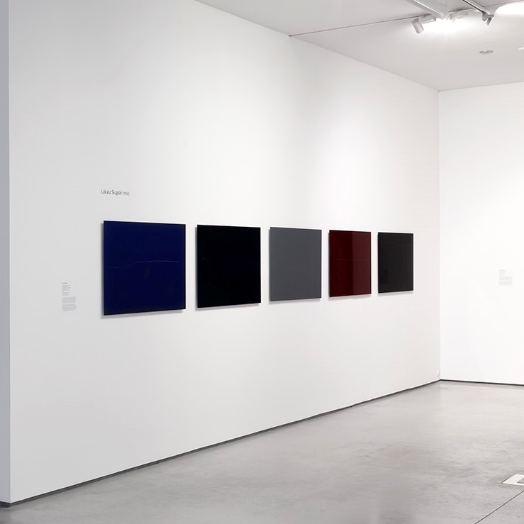 Prace Łukasza Skąpskiego, lakier samochodowy / blacha, 70 × 120 cm, Kolekcja MOCAK-u