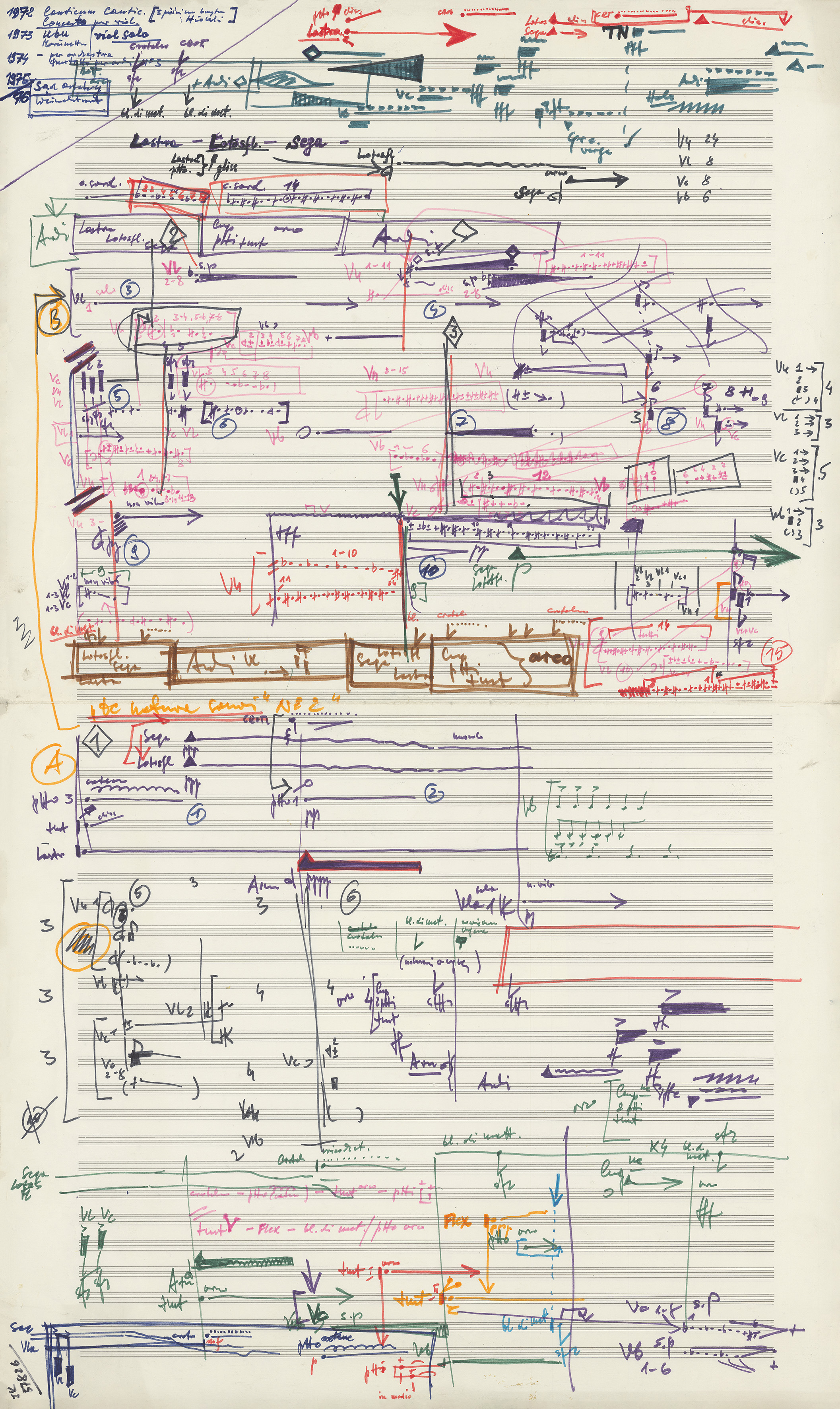 Krzysztof Penderecki, //De natura sonoris no. 2// na orkiestrę, 1971, 70 × 41,5 cm, courtesy E. Penderecka
