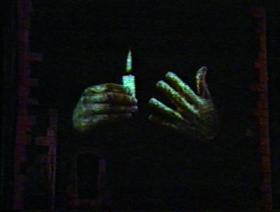 Krzysztof Wodiczko, //Wieża ratuszowa, Kraków//, 1996, dokumentacja projekcji publicznej, Kolekcja MOCAK-u