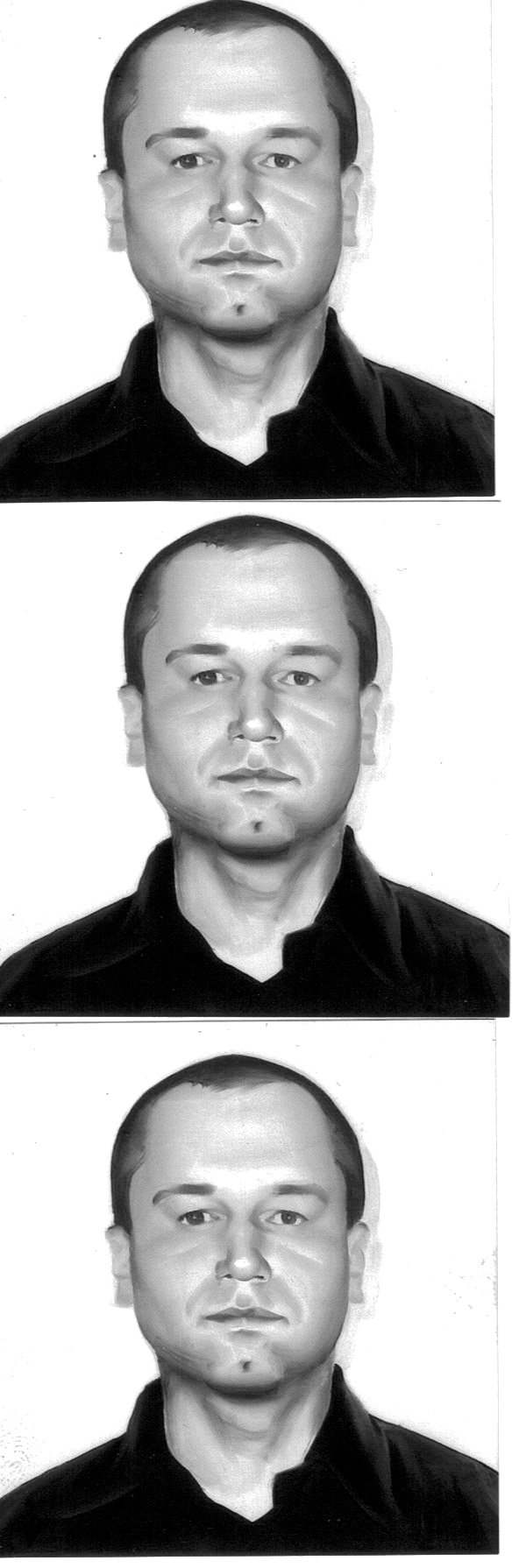 Rafał Bujnowski, //Self-Portrait//, 2004, photographs, 5 × 5 cm (×3), MOCAK Collection
