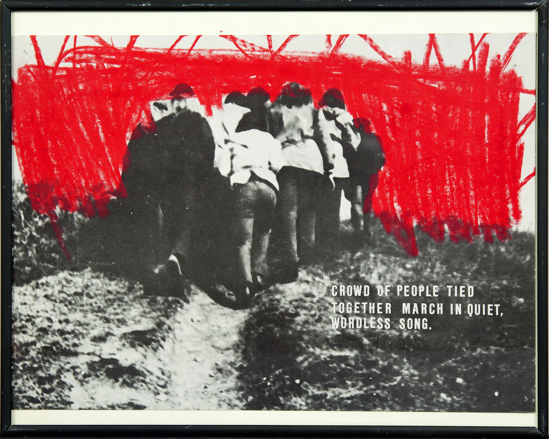 Milan Knížák, //Abfälle//, 1973, serigrafia, kredka woskowa, litery samoprzylepne / papier, Kolekcja MOCAK-u