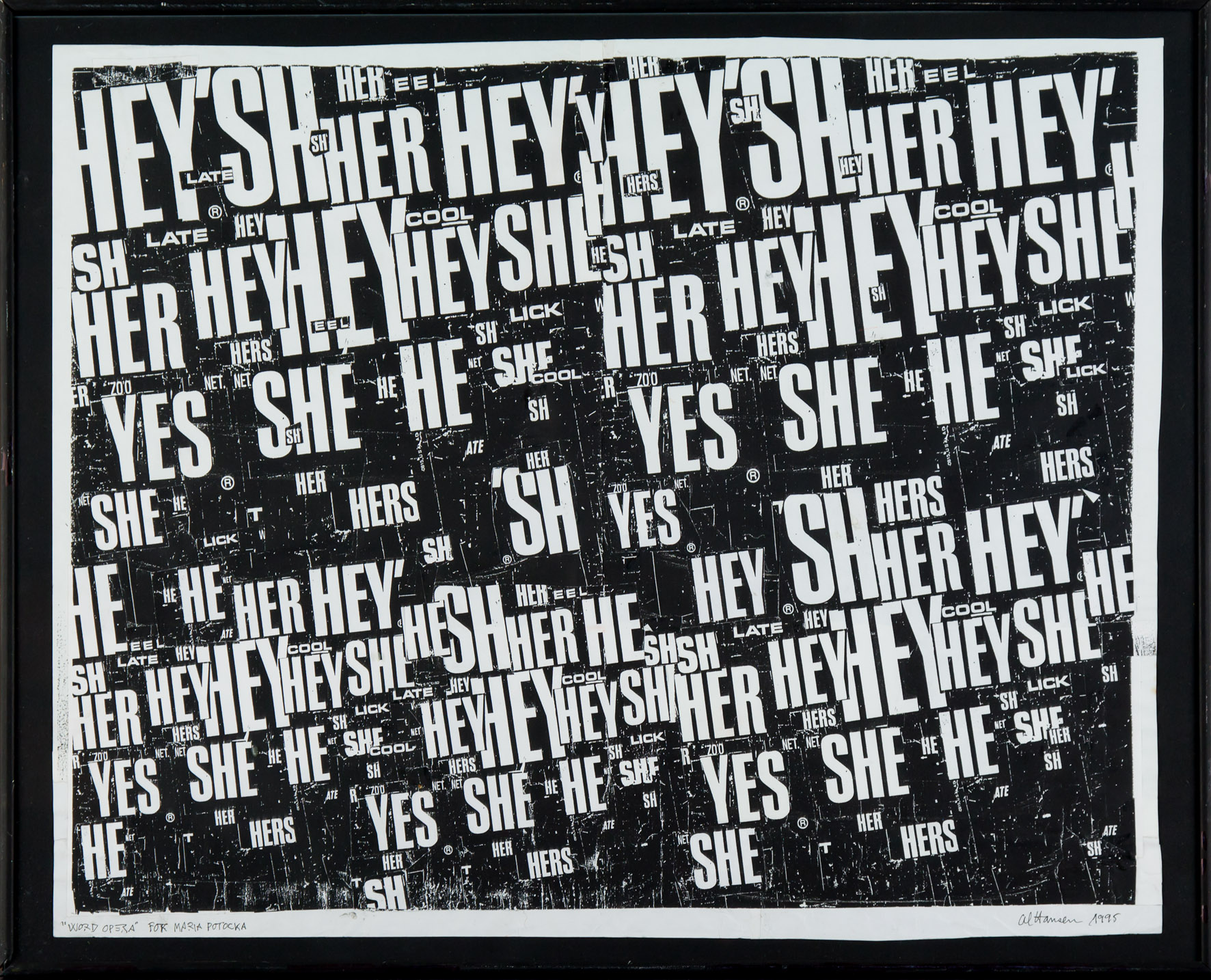 Al Hansen, //Word Opera//, 1995, kolaż, 37,5 × 46 cm, Kolekcja MOCAK-u