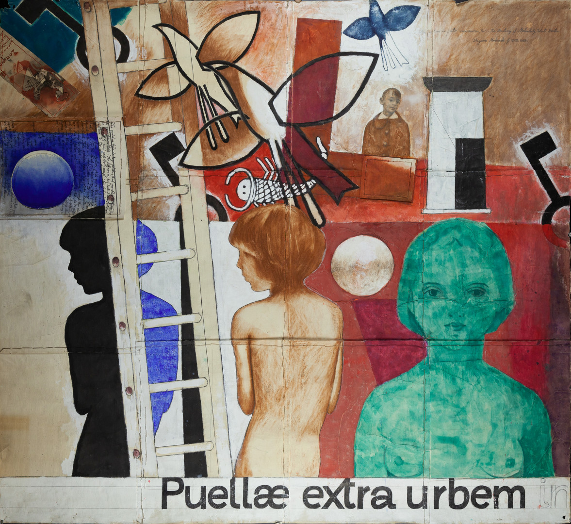 Zbigniew Makowski, //Puellae extra urbem//, 1989, ink, gouache / paper, 144.7 × 154.9 cm, MOCAK Collection