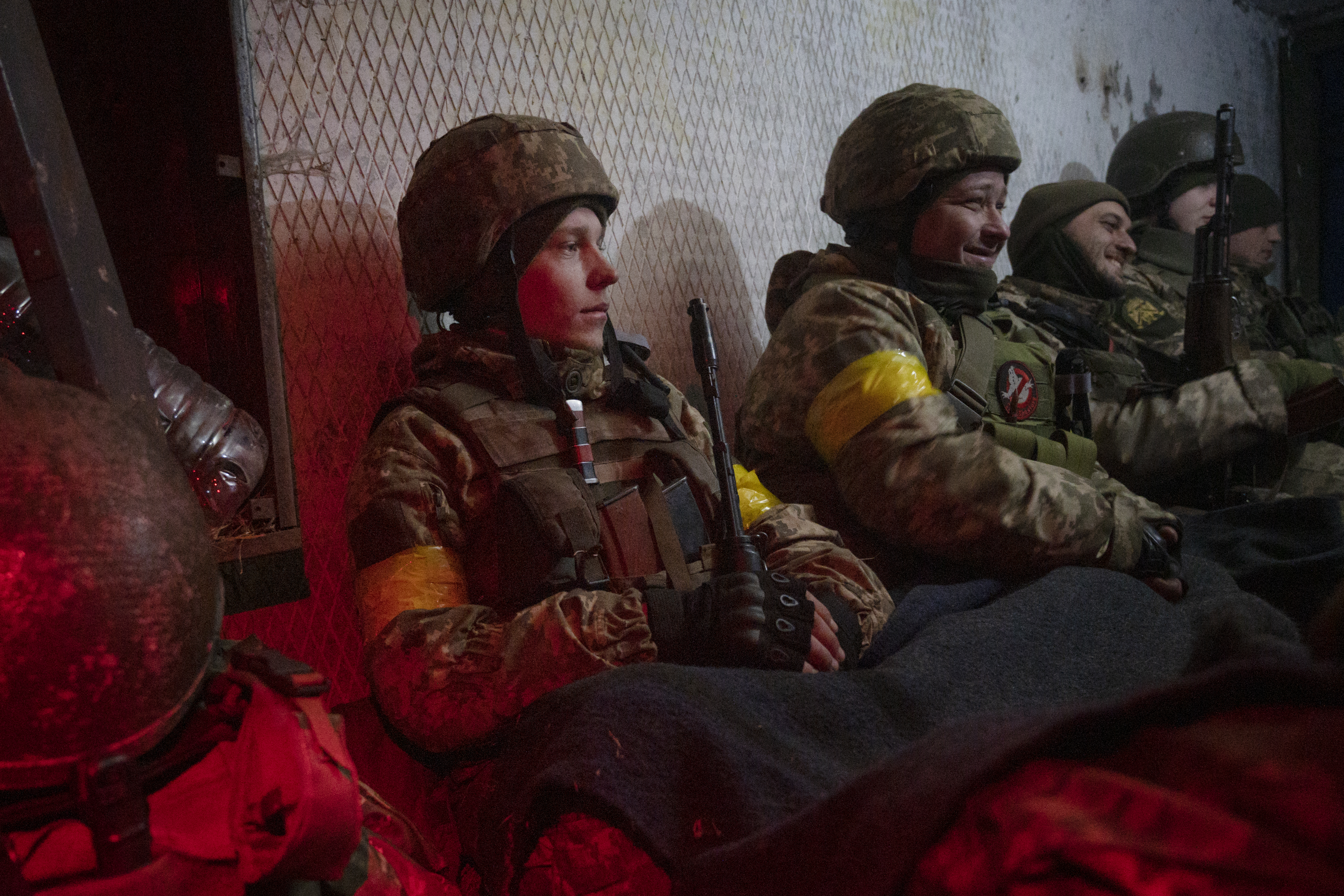 Ukrainian soldiers covering in battle positions on an air base. Vasylkiv, Kyiv province, February 2022, photo: M. Levin