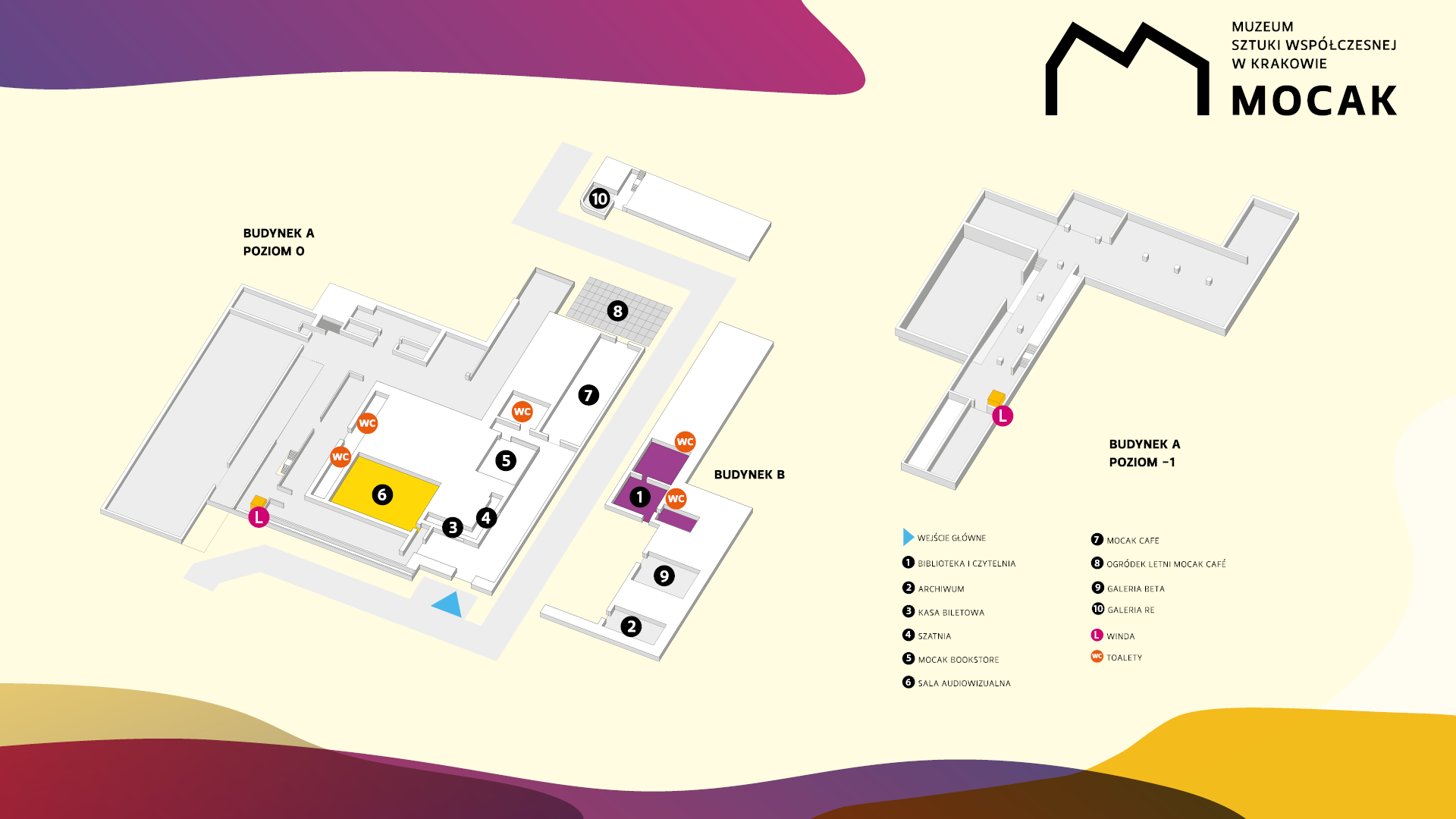 Mapa obiektu, identyfikacja wizualna: Marta Mosiołek