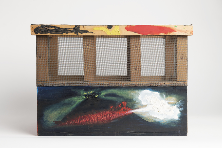 Toyen, Charles Estienne, Adrien Dax, Meret Oppenheim, Yves Elléouët, Klatka do hodowli gąsienic, 1956–1958, COLLETT Prague / Munich