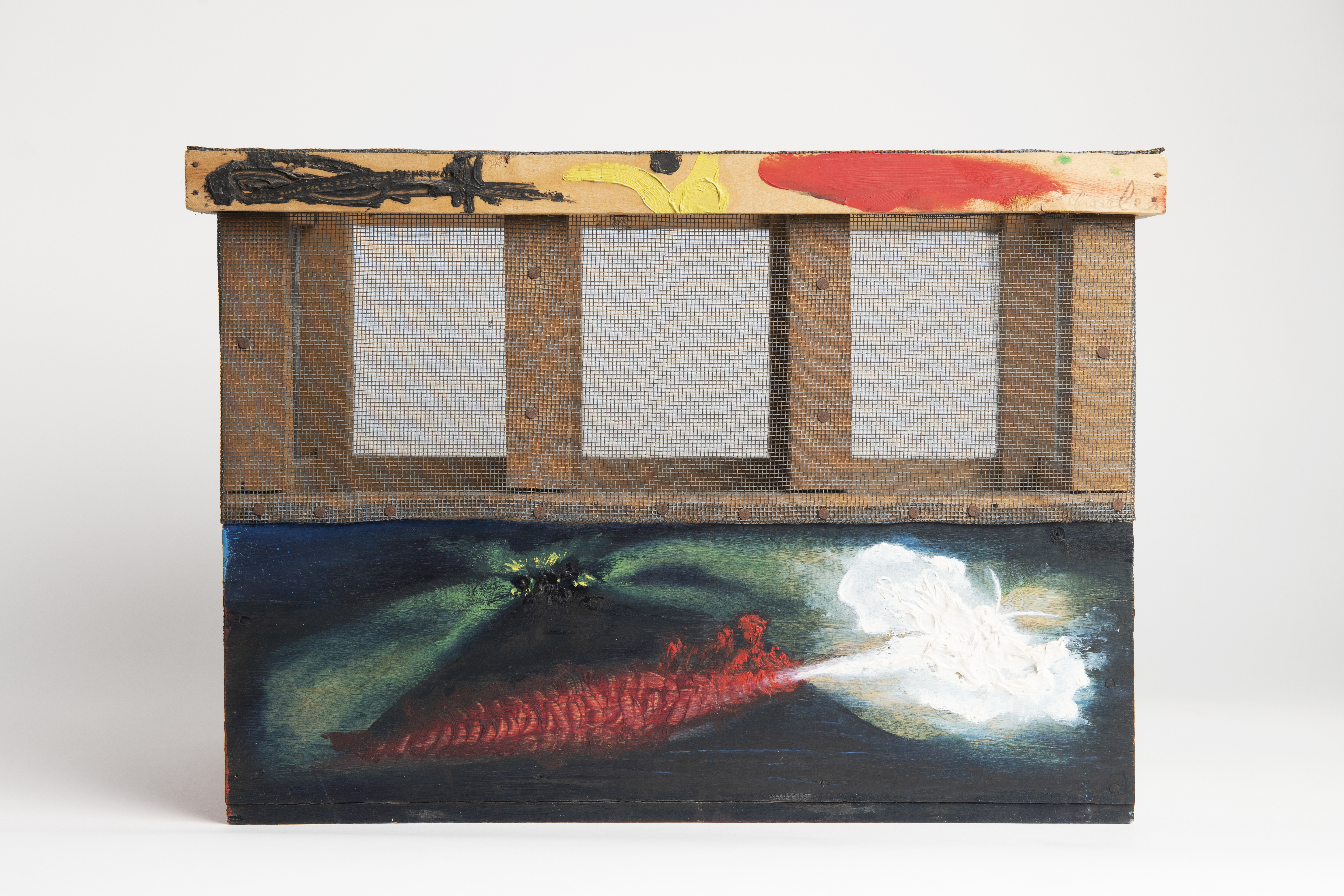 Toyen, Charles Estienne, Adrien Dax, Meret Oppenheim, Yves Elléouët, Klatka do hodowli gąsienic, 1956–1958, COLLETT Prague / Munich