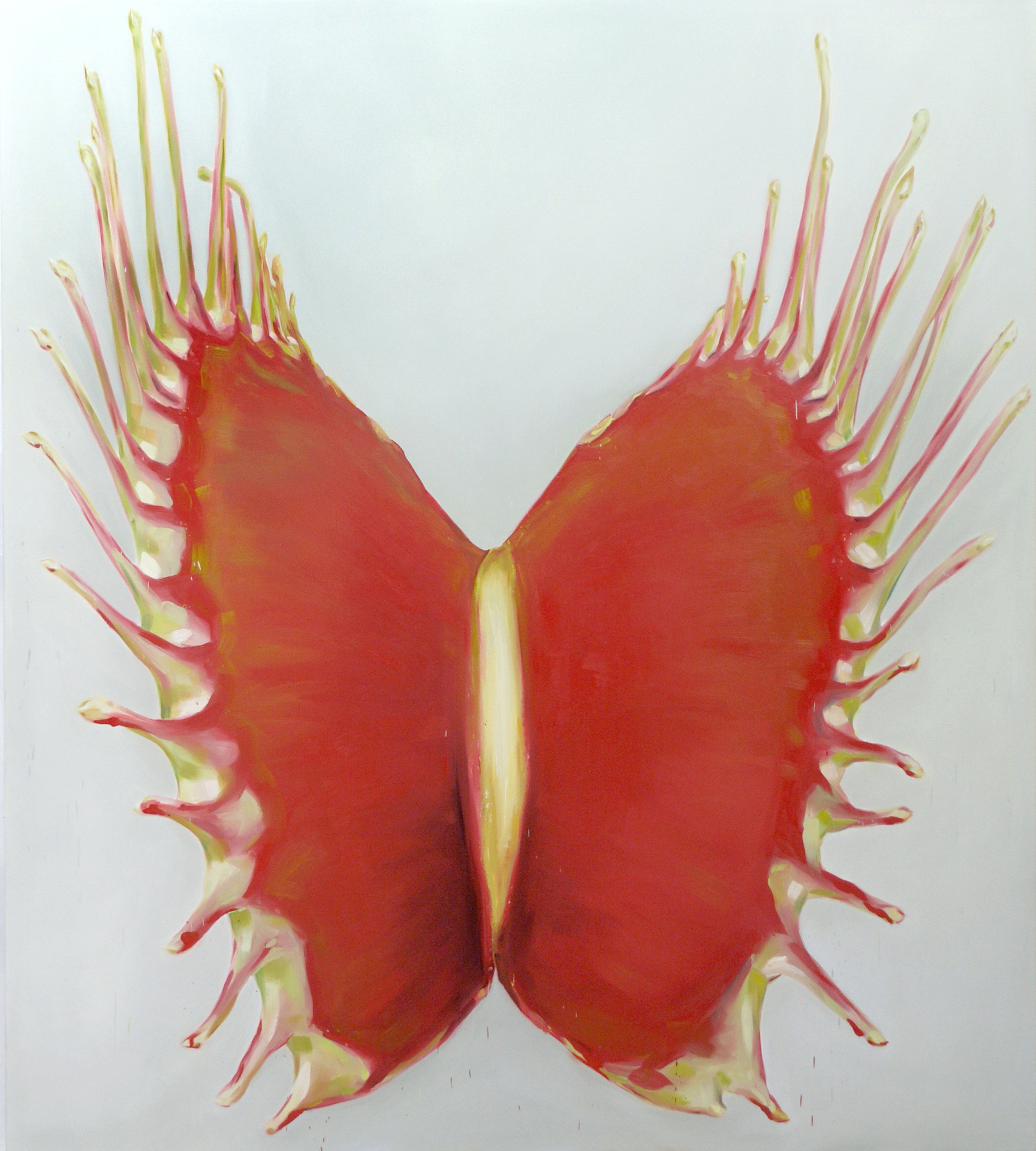 Charlotte Beaudry, bez tytułu (muchołówka), 2012, olej na płótnie, 200 x 180 cm, fot. Marc Wathieu